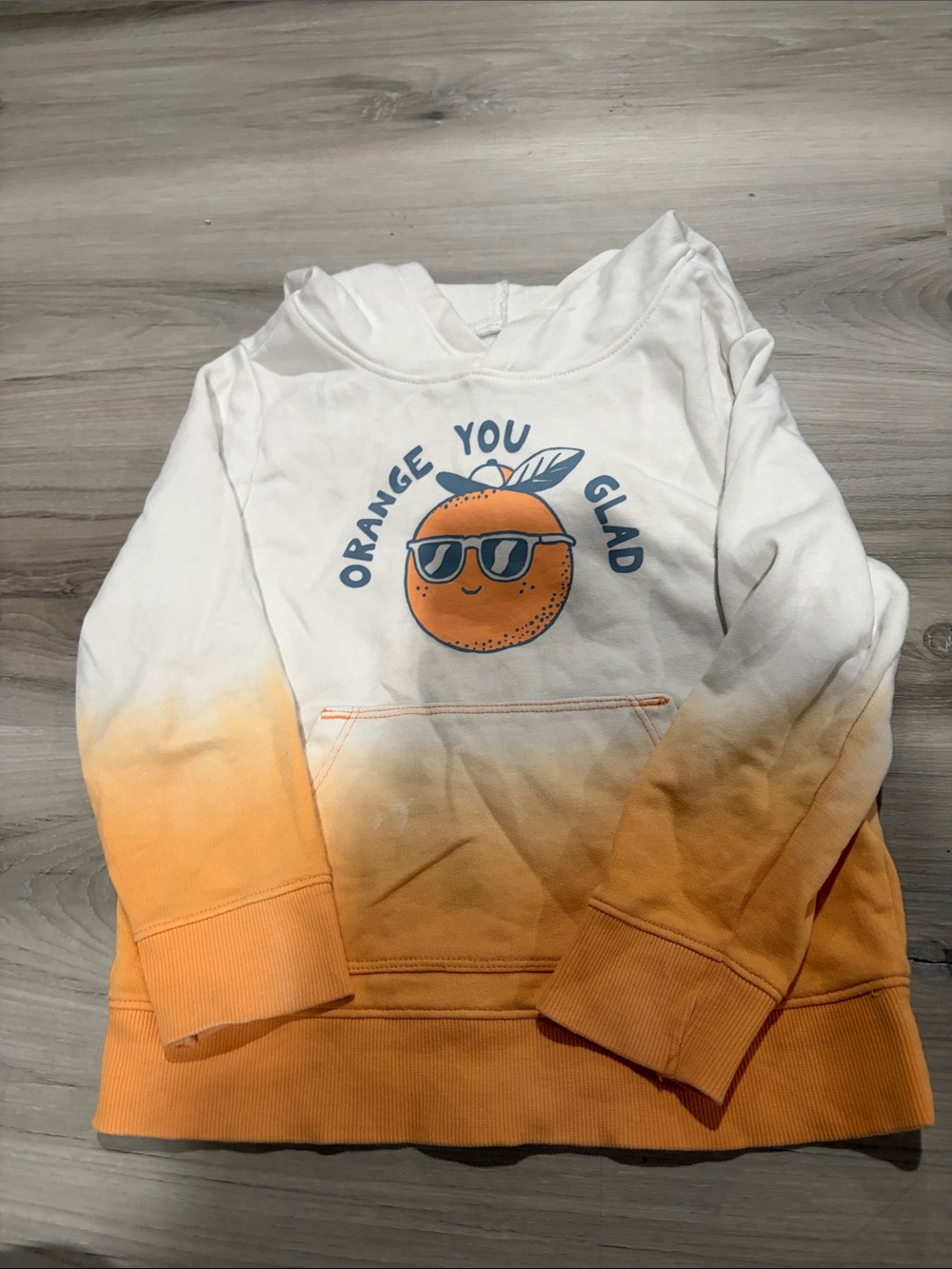 Old Navy White to Orange Ombre Hooded Sweatshirt with Sunglasses Orange Graphic